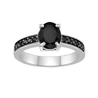 Gemminded Sterling Silver Onyx & Spinel Ring