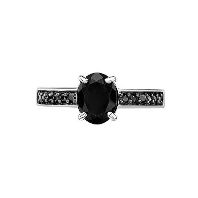 Gemminded Sterling Silver Onyx & Spinel Ring
