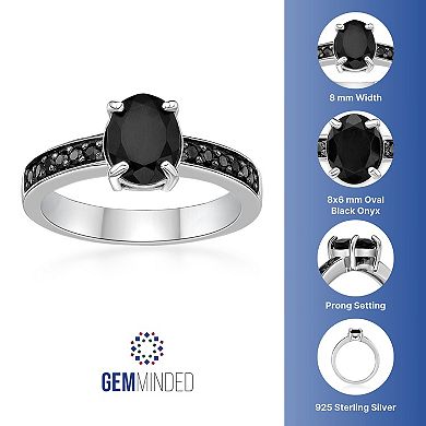 Gemminded Sterling Silver Onyx & Spinel Ring