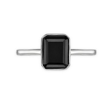 Gemminded Sterling Silver Octagon Black Onyx Ring