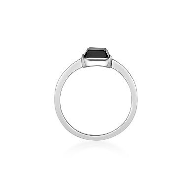 Gemminded Sterling Silver Octagon Black Onyx Ring