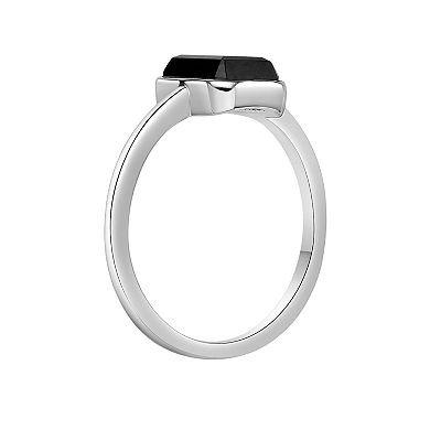 Gemminded Sterling Silver Octagon Black Onyx Ring