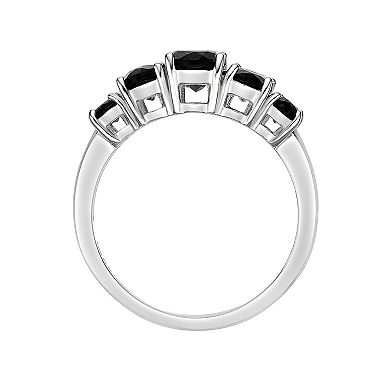 Gemminded Sterling Silver 5-Stone Oval Black Onyx Ring