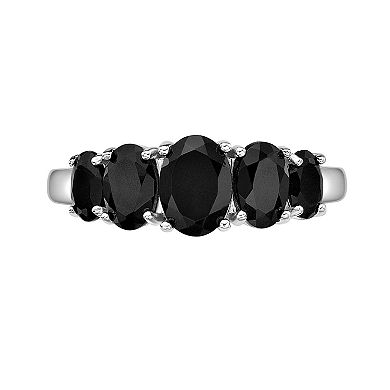 Gemminded Sterling Silver 5-Stone Oval Black Onyx Ring