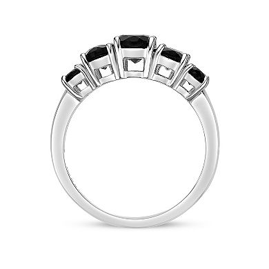 Gemminded Sterling Silver 5-Stone Oval Black Onyx Ring