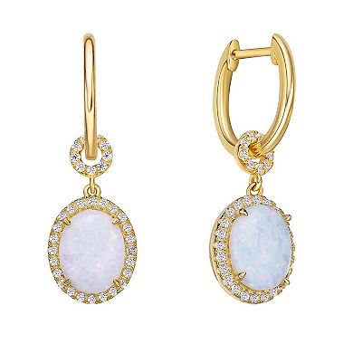 Gemminded 18k Gold Over Sterling Silver Lab-Created Opal & Lab-Created White Sapphire Earrings
