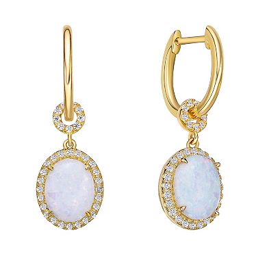 Gemminded 18k Gold Over Sterling Silver Lab-Created Opal & Lab-Created White Sapphire Earrings