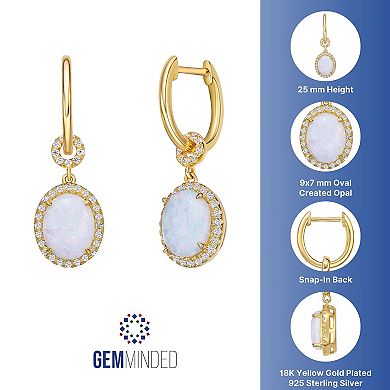 Gemminded 18k Gold Over Sterling Silver Lab-Created Opal & Lab-Created White Sapphire Earrings
