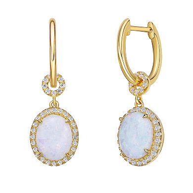 Gemminded 18k Gold Over Sterling Silver Lab-Created Opal & Lab-Created White Sapphire Earrings