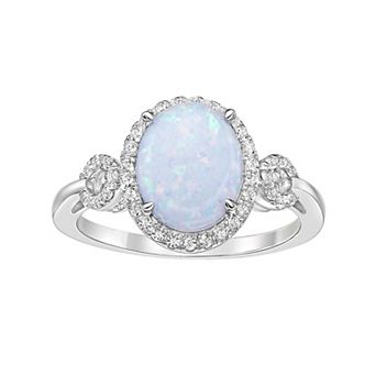 Gemminded Sterling Silver Lab-Created Opal & Lab-Created White Sapphire Ring