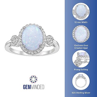 Gemminded Sterling Silver Lab-Created Opal & Lab-Created White Sapphire Ring