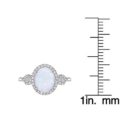 Gemminded Sterling Silver Lab-Created Opal & Lab-Created White Sapphire Ring