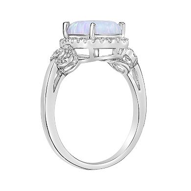 Gemminded Sterling Silver Lab-Created Opal & Lab-Created White Sapphire Ring