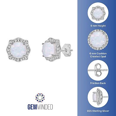Gemminded Sterling Silver Lab-Created Opal & Lab-Created White Sapphire Earrings