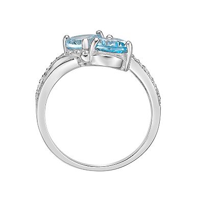 Gemminded Sterling Silver Blue Topaz & White Topaz Ring