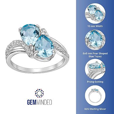 Gemminded Sterling Silver Blue Topaz & White Topaz Ring