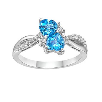 Gemminded Sterling Silver Blue Topaz & Lab-Created White Sapphire Ring