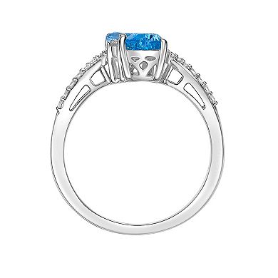 Gemminded Sterling Silver Blue Topaz & Lab-Created White Sapphire Ring