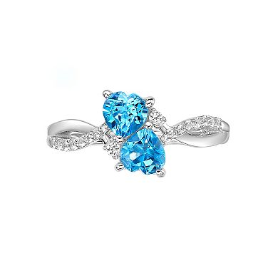 Gemminded Sterling Silver Blue Topaz & Lab-Created White Sapphire Ring