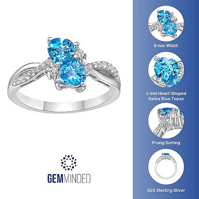 Gemminded Sterling Silver Blue Topaz & Lab-Created White Sapphire Ring