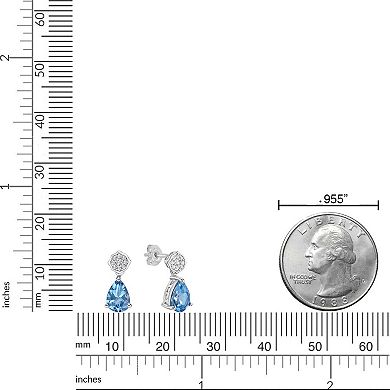 Gemminded Sterling Silver Blue Topaz & White Topaz Earrings
