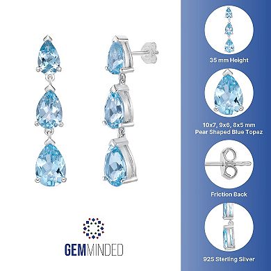 Gemminded Sterling Silver Blue Topaz Earrings