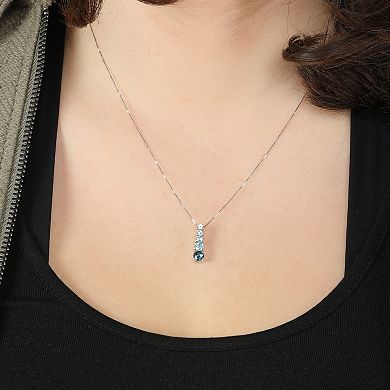 Gemminded Sterling Silver Blue Topaz Pendant Necklace