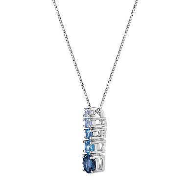 Gemminded Sterling Silver Blue Topaz Pendant Necklace