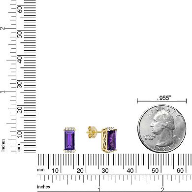 Gemminded 18k Gold Plated Sterling Silver Amethyst and Lab Created White Sapphire Earrings