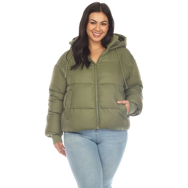 Women's White Mark Plus Size Hooded Puffer Jacket