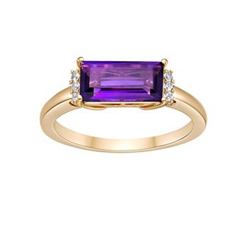 Gemminded 18k Gold Over Sterling Silver Amethyst & Lab-Created White Sapphire Ring