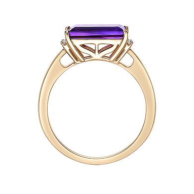 Gemminded 18k Gold Over Sterling Silver Amethyst & Lab-Created White Sapphire Ring