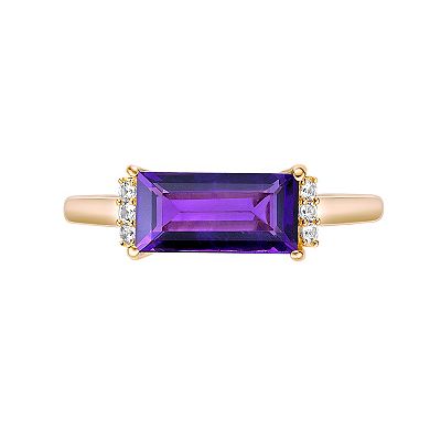 Gemminded 18k Gold Over Sterling Silver Amethyst & Lab-Created White Sapphire Ring