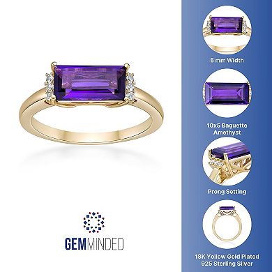 Gemminded 18k Gold Over Sterling Silver Amethyst & Lab-Created White Sapphire Ring
