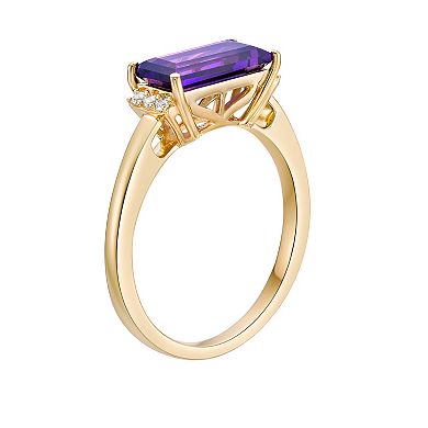 Gemminded 18k Gold Over Sterling Silver Amethyst & Lab-Created White Sapphire Ring