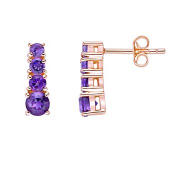 Gemminded 18k Rose Gold Over Sterling Silver Amethyst Earrings