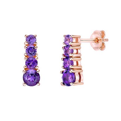 Gemminded 18k Rose Gold Over Sterling Silver Amethyst Earrings