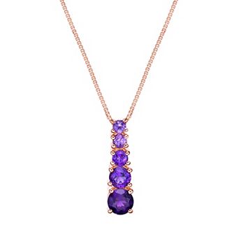 Gemminded 18k Rose Gold Over Sterling Silver Amethyst Pendant Necklace