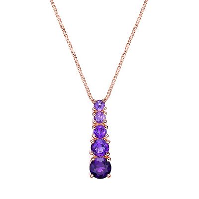 Gemminded 18k Rose Gold Over Sterling Silver Amethyst Pendant