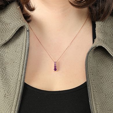 Gemminded 18k Rose Gold Over Sterling Silver Amethyst Pendant Necklace