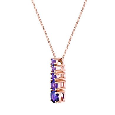 Gemminded 18k Rose Gold Over Sterling Silver Amethyst Pendant Necklace