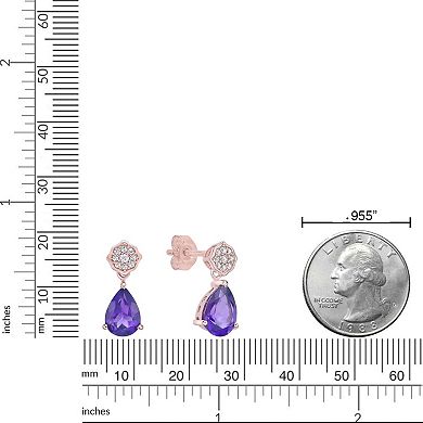 Gemminded 18k Rose Gold Over Sterling Silver Amethyst & White Topaz Earrings