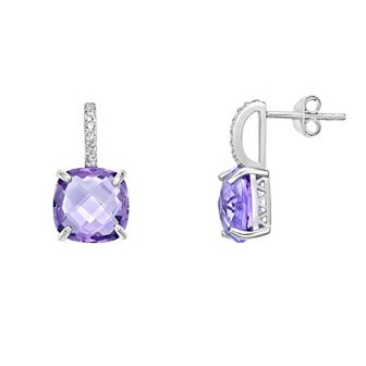 Gemminded Sterling Silver Amethyst & White Topaz Earrings