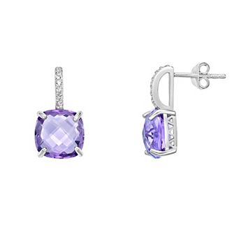 Gemminded Sterling Silver Amethyst & White Topaz Earrings