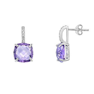 Gemminded Sterling Silver Amethyst White Topaz Earrings