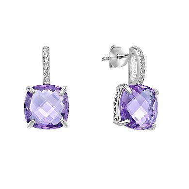 Gemminded Sterling Silver Amethyst & White Topaz Earrings