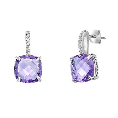 Gemminded Sterling Silver Amethyst & White Topaz Earrings