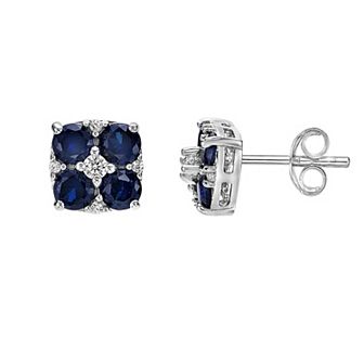Gemminded Sterling Silver Lab-Created Sapphire & Lab-Created White Sapphire Earrings