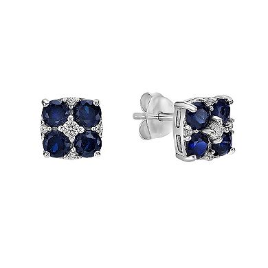 Gemminded Sterling Silver Lab-Created Sapphire & Lab-Created White Sapphire Earrings