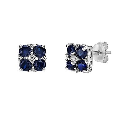 Gemminded Sterling Silver Lab-Created Sapphire & Lab-Created White Sapphire Earrings